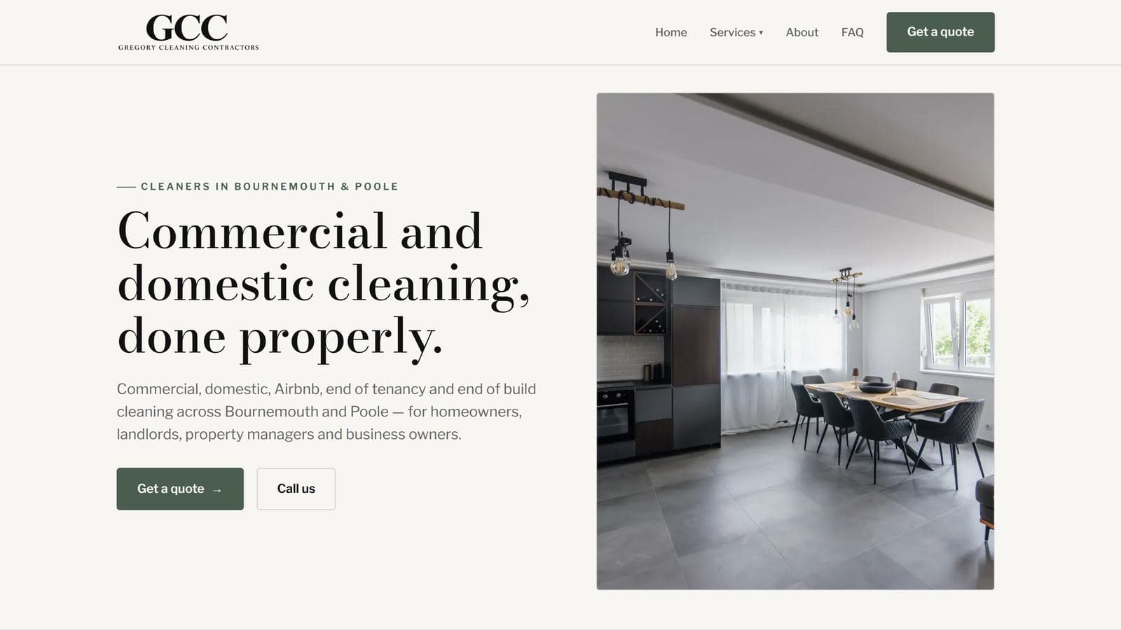 Gregory Cleaning Contractors website homepage